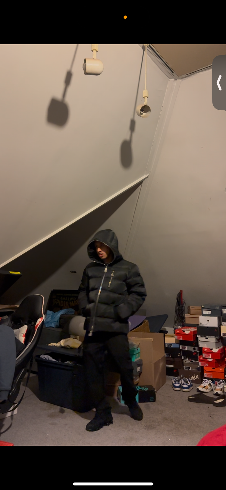 Black Full Zip Down Puffer Jacket