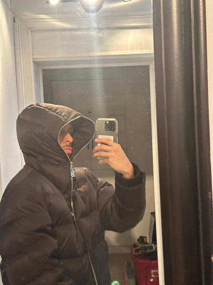 Black Full Zip Down Puffer Jacket