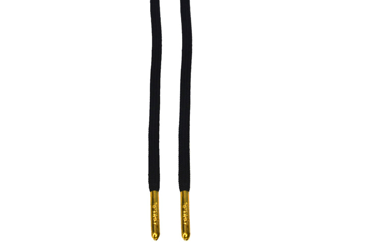 Cordones de cuerda negros con punta dorada