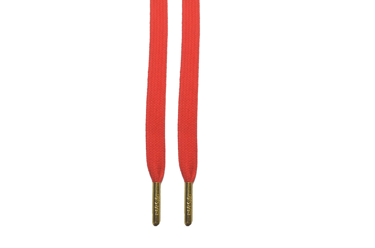Fire Red Slightly Waxed  Gold Tips Shoelaces