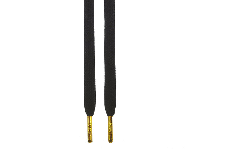 Black Slightly Waxed Gold Tips Shoelaces