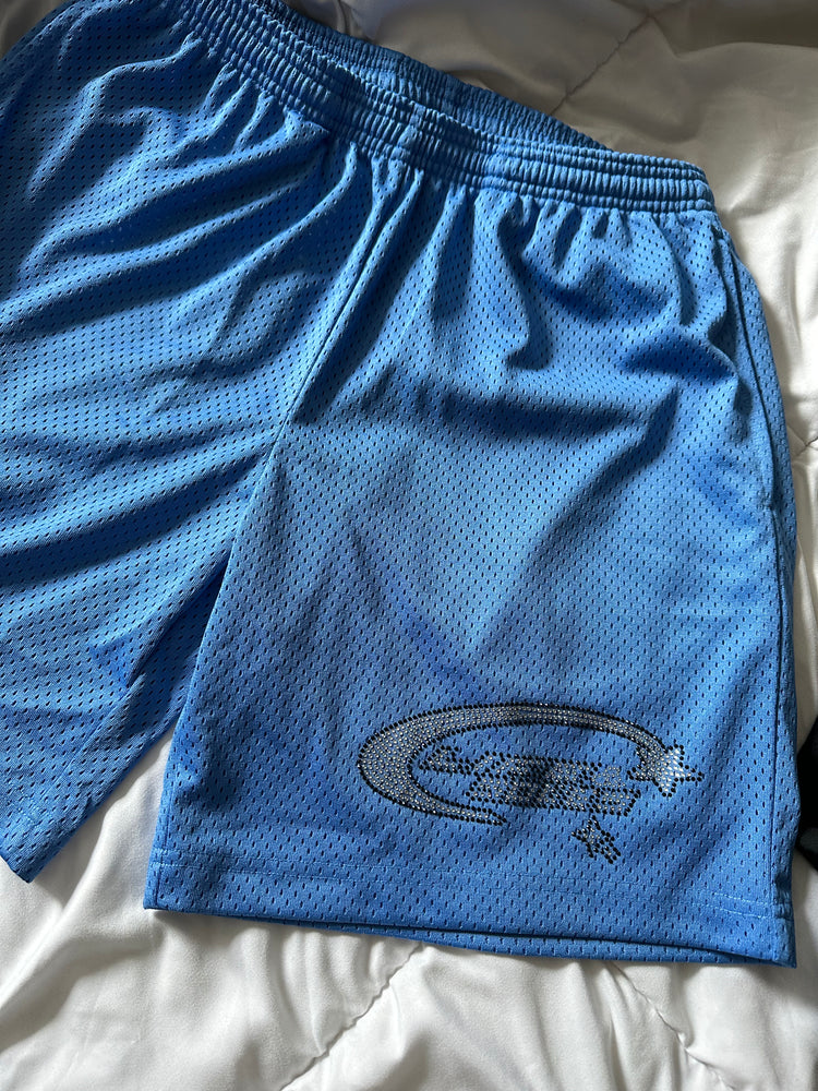 Mesh “Shooting Star” Rhinestone Shorts