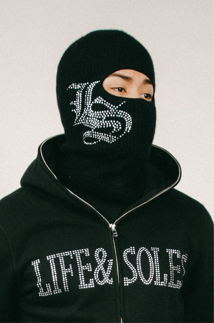 LS Rhinestone Knit Balaclava