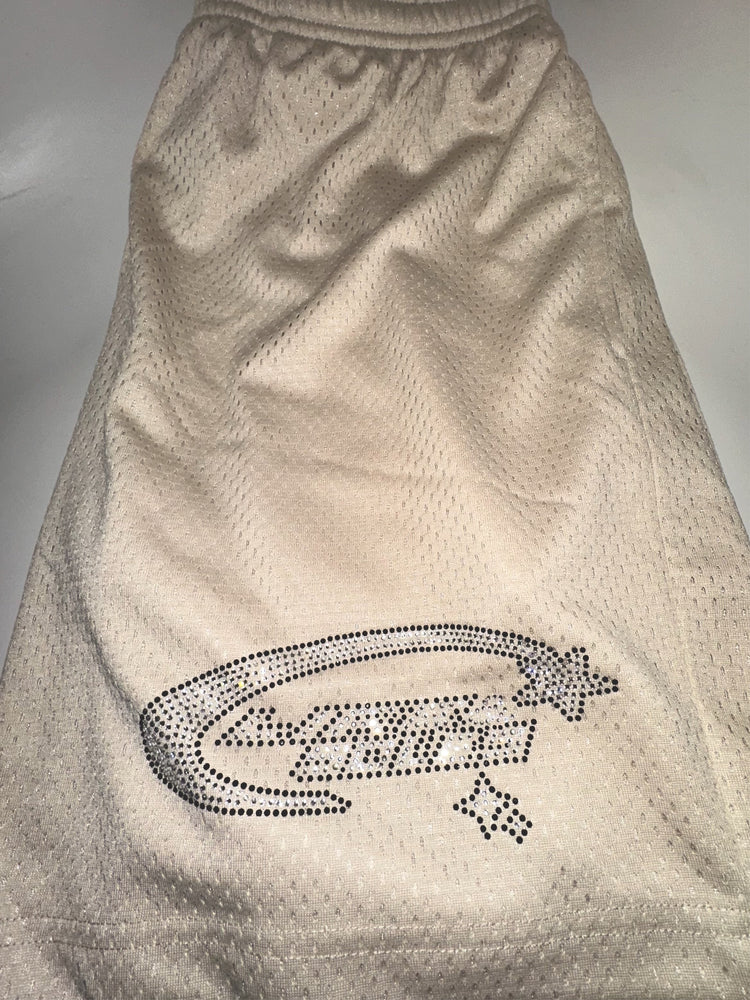Mesh “Shooting Star” Rhinestone Shorts