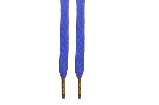 Royal Blue Slightly Waxed With Gold Tips Shoelaces