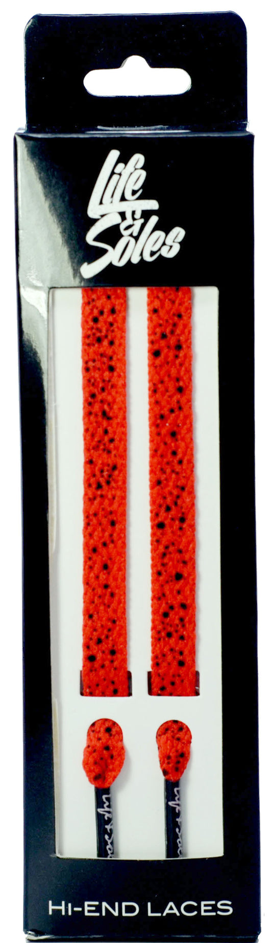 Black Splatter Red Flat Shoelaces