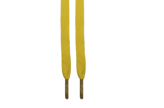 Yellow Slightly Waxed With Gold Tips Shoelaces