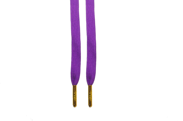 LA Purple Slightly Wax With Gold Tips Shoelaces